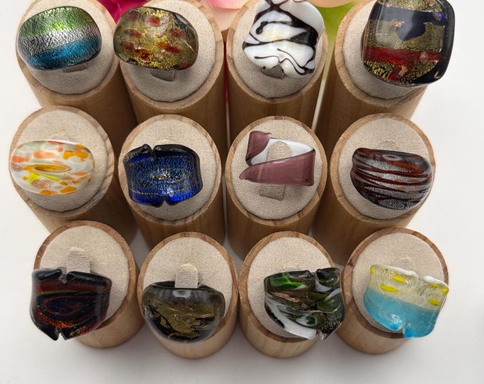 Size 8 * Lampwork Glass Rings | Assorted Glass Rings | Murano Glass Inspired Glass Rings
