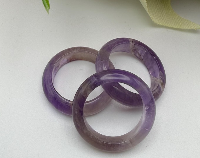Size 8 - Natural Amethyst Band Ring | Gemstone Ring  | Amethyst Ring
