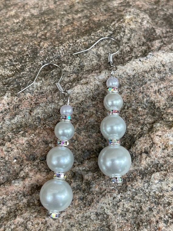 Triple Pearl Bead Earrings | Pear Bead Earrings