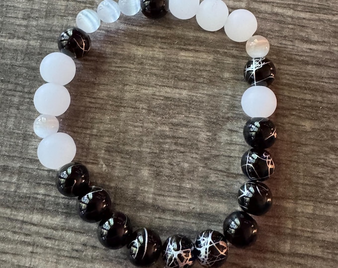 Moonstone Stretch Bracelet | Beaded Bracelet | Morse code - Love |  Message in a Bracelet | Quote Bracelet