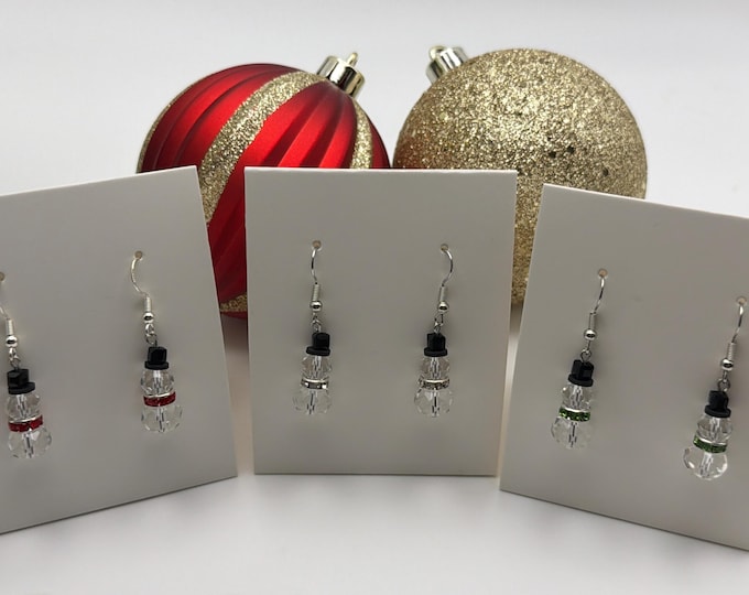 Snowman Earrings | Stocking Stuffers | Crystal Snowman Earrings