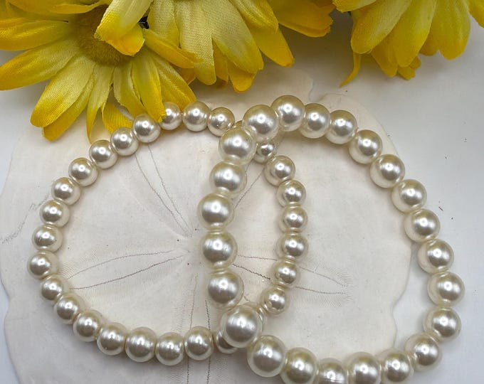 Cream Pearl Bead Stretch Bracelet | Pearl Bracelet