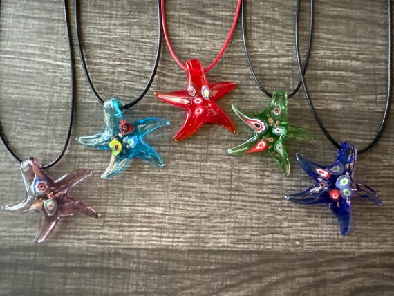 Millefiori Starfish Pendant | Lampwork Glass Starfish | Starfish Pendant Necklace | Starfish Jewelry