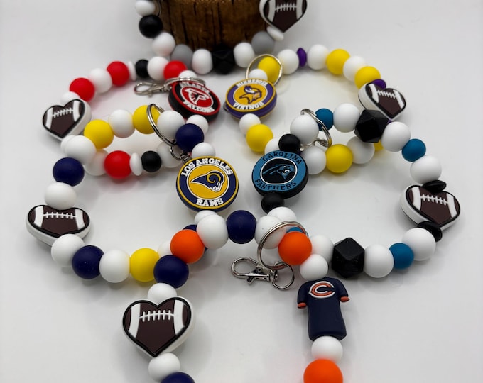 Sports Wristlet | Football Theme Wristlet | Football Keychain  | Many Options Available |