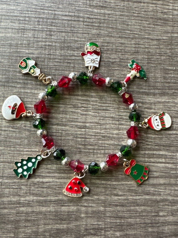 Christmas Enamel Charm Stretch Bracelet
