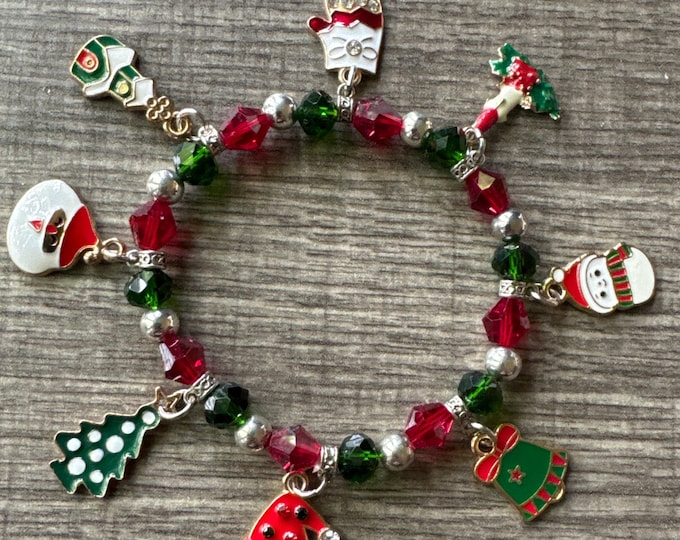 Christmas Enamel Charm Stretch Bracelet