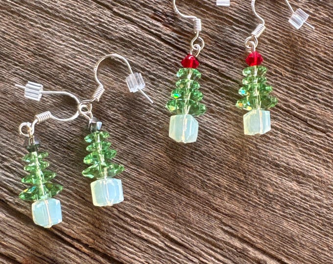 Christmas Tree  | Swarovski  Earrings | Swarovski crystals | Sterling silver