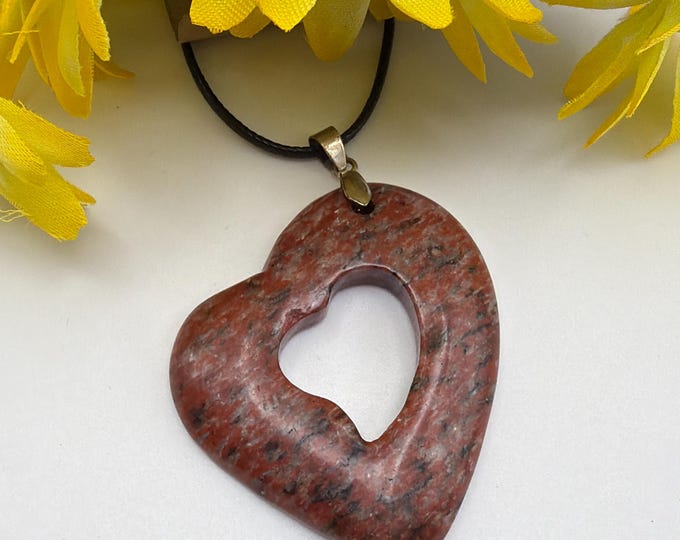 Rhodonite Heart Pendant Necklace | Heart Pendant