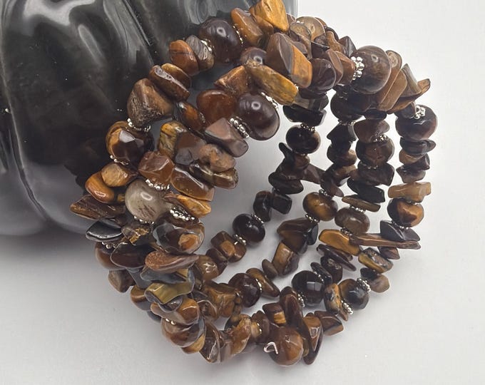 Brown Tiger Eye Memory Wire Bracelet