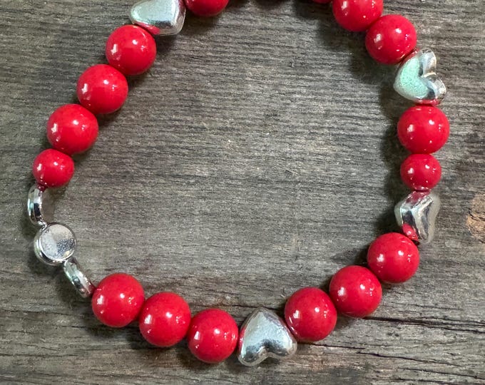 Red coral gemstones | Stretch Bracelet | Beaded bracelet | Morse code - Badass | Message in a Bracelet  | Quote Bracelet |