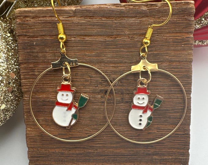 Snowman Hoop Earrings