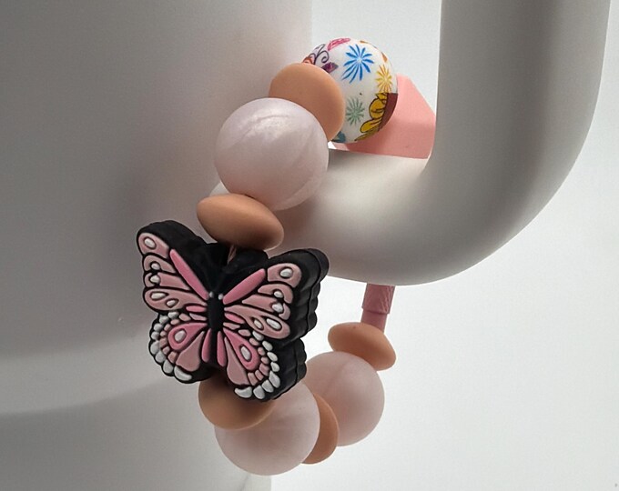 Pink Butterfly Handle Bracelet | Stanley Cup Accessories