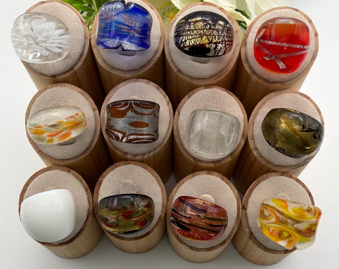 Size 7 3/4 - Lampwork Glass Rings | Assorted Glass Rings | Murano Glass Inspired Glass Rings