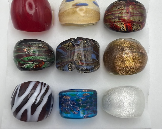 Size 8 - Assorted Glass Rings - Millefiori Glass Rings | Murano Glass Inspired Glass Rings