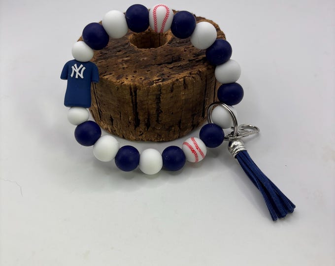 Sports Keychain Wristlet | Baseball | Silicone Beads