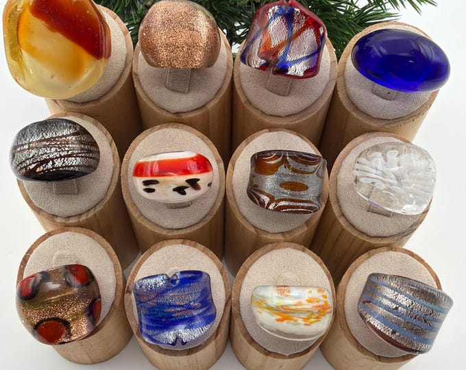 Size 7 3/4 - Lampwork Glass Rings | Assorted Glass Rings | Murano Glass Inspired Glass Rings