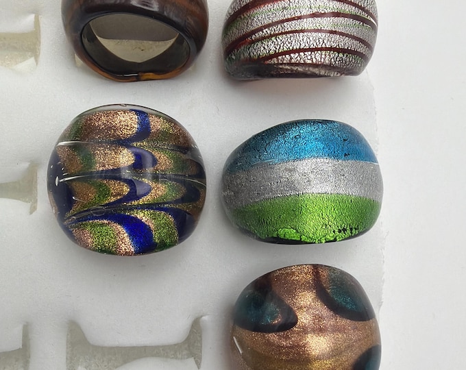 Size 6 3/4 - Assorted Glass Rings | Murano Glass Inspired Glass Rings