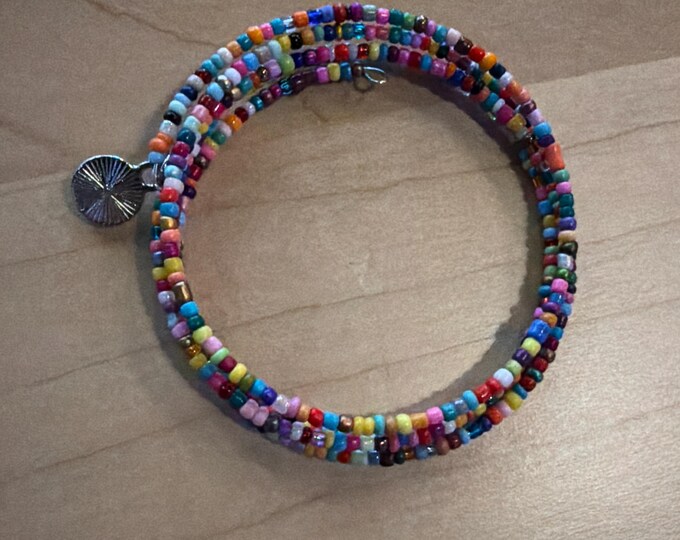 Seed Bead Memory Wire Bracelet