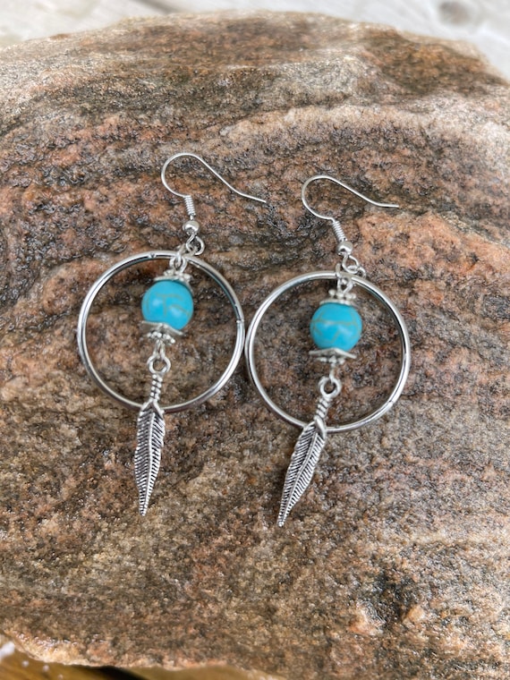BOHO Hoop & Feather Earrings