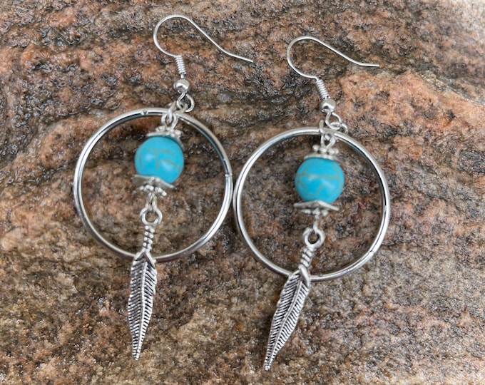 BOHO Hoop & Feather Earrings