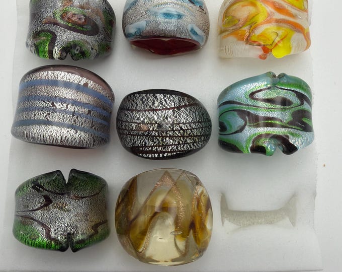 Size 7 3/4 - Assorted Glass Rings - Millefiori Glass Rings | Murano Glass Inspired Glass Rings
