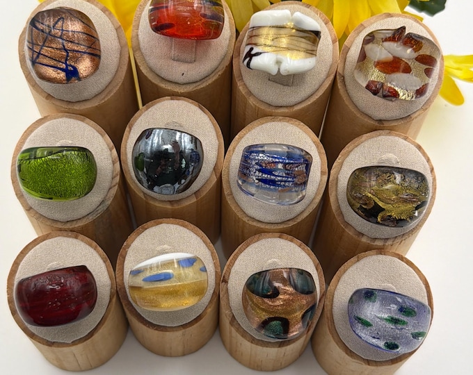 Size 6 3/4 - Lampwork Glass Rings | Assorted Glass Rings | Murano Glass Inspired Glass Rings