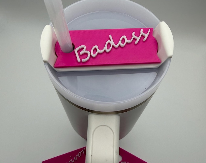 Breast Cancer Stanley Lid Topper Plate | 40oz & 30oz Compatible | Badass/Survivor/Fighter | FDM/3D-Printed