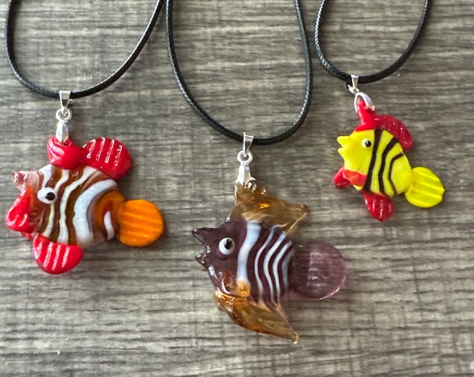 Glass Fish Pendant | Lampwork Glass Fish Necklace | Fish Pendant Necklace