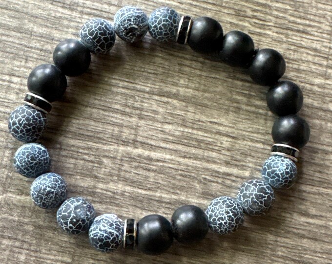 Natural Stone Black Agate Bracelet
