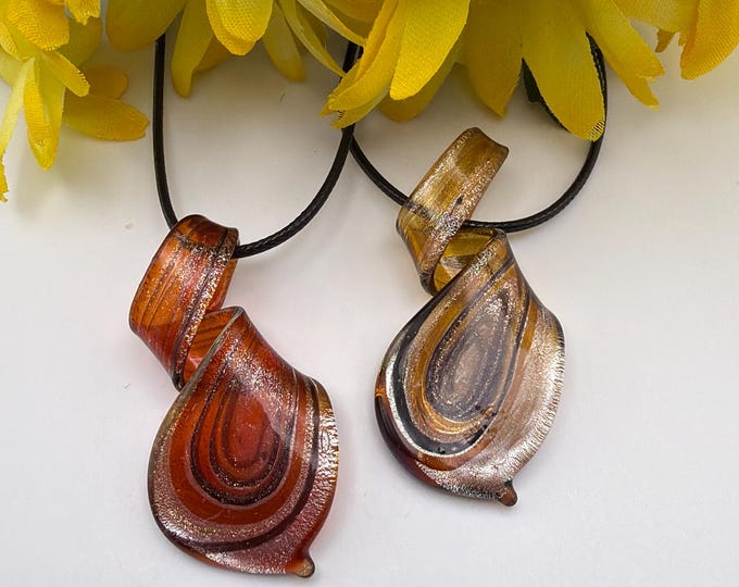 Spiral Pendant Necklace | Murano Inspired Glass Spiral Pendant Necklace | Lampwork Glass Spiral Pendant | Lampwork Glass Spiral Pendant
