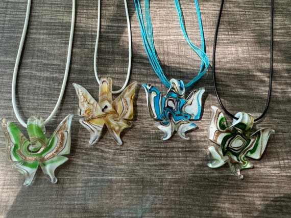 Butterfly Pendant Necklace | Lampwork Glass Butterfly | Glass Butterfly Pendant Necklace