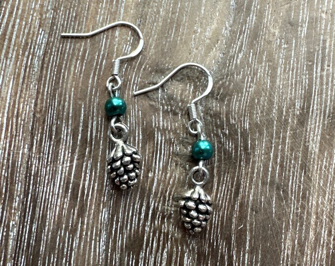 Silver Pine Cone Earrings | Christmas Earrings | Stocking Stuffers