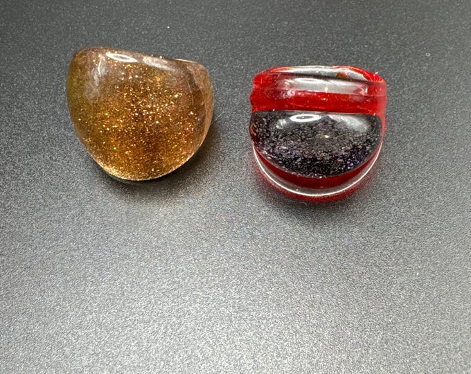 Size 6 1/4 - Assorted Glass Rings - Millefiori Glass Rings | Murano Glass Inspired Glass Rings