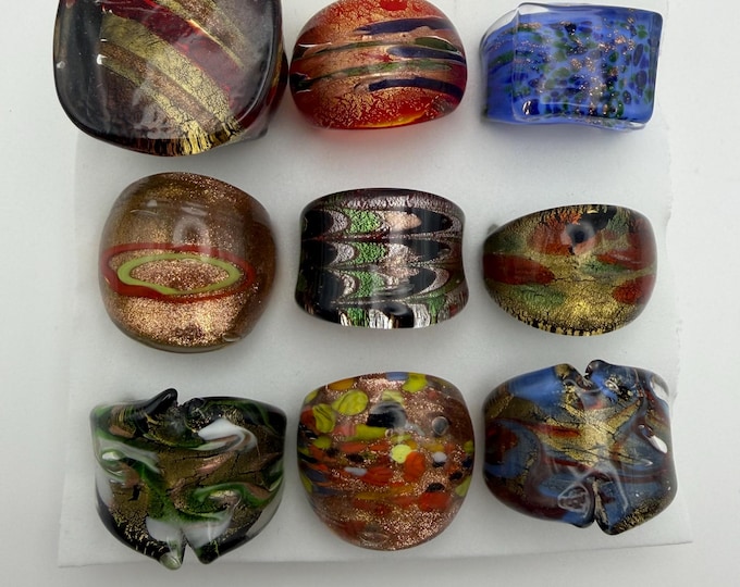Size 8 - Assorted Glass Rings - Millefiori Glass Rings | Murano Glass Inspired Glass Rings