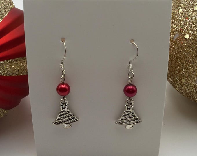 Christmas Tree Earrings | Pearl Earrings | Christmas Earrings | Stocking Stuffers