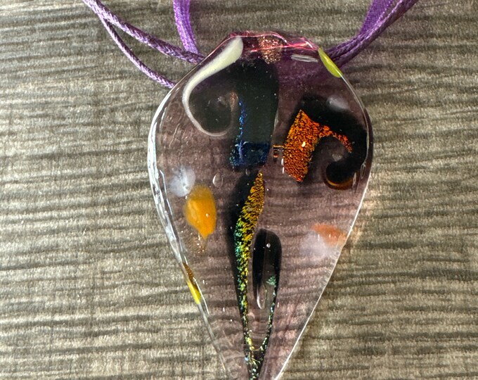 Purple Glass Leaf Pendant | Leaf Pendant Necklace