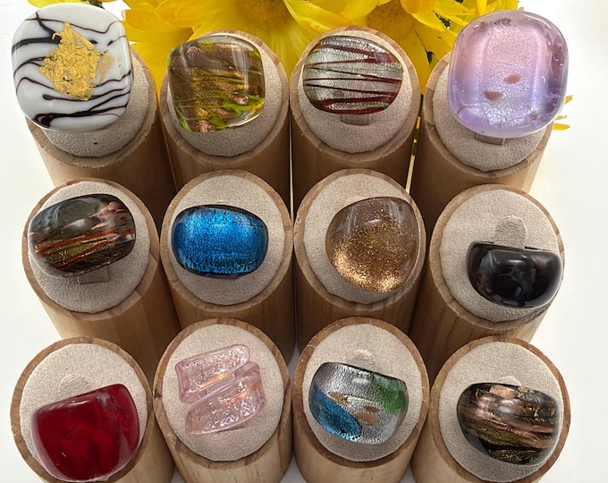 Size 6 - Lampwork Glass Rings | Assorted Glass Rings | Murano Glass Inspired Glass Rings