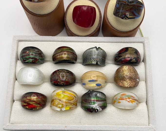 Size 7 1/4 - Lampwork Glass Rings | Assorted Glass Rings | Murano Glass Inspired Glass Rings