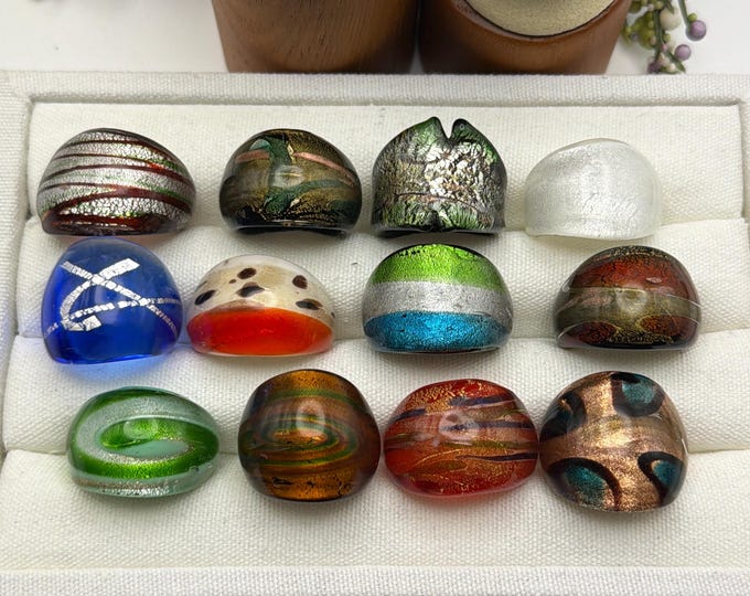 Size 6 3/4 - Lampwork Glass Rings | Assorted Glass Rings | Murano Glass Inspired Glass Rings