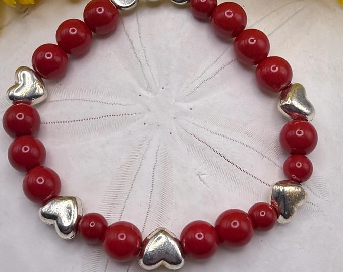 Red Coral Stretch Bracelet | Morse code - Badass | Message in a Bracelet  | Quote Bracelet |