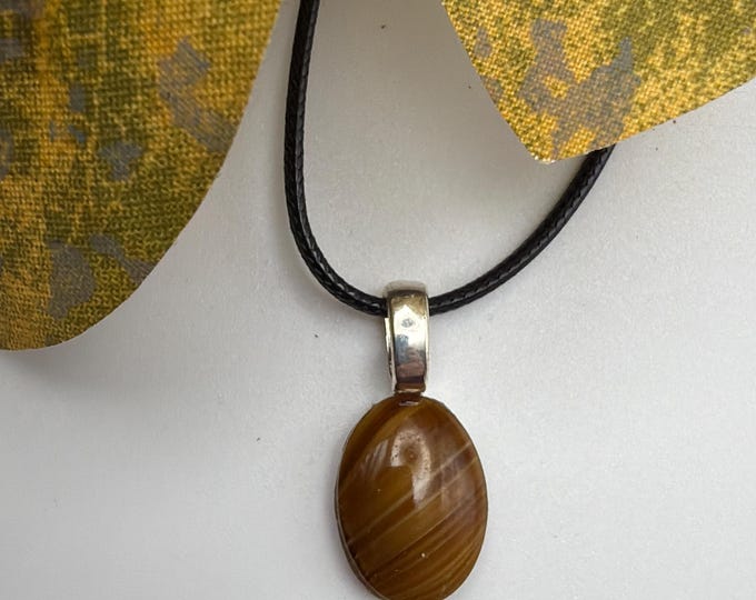 Tiger Eye Cabochon Pendant Necklace| Tiger Eye Pendant | Small Tiger Eye Pendant