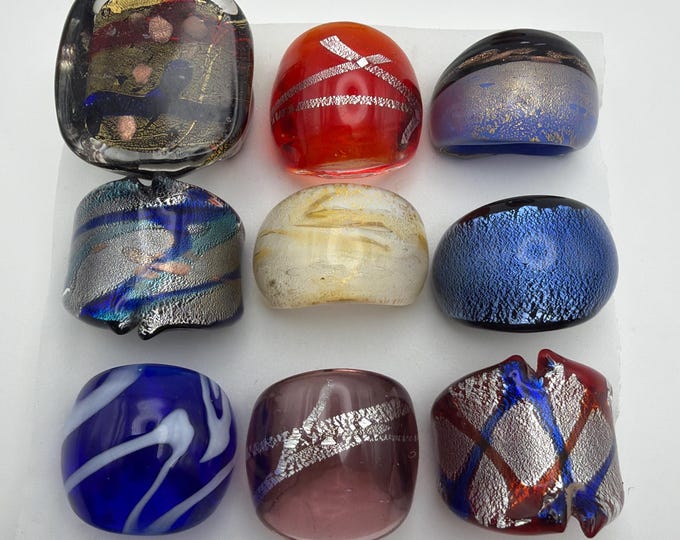 Size 8 - Assorted Glass Rings | Murano Glass Inspired Glass Rings