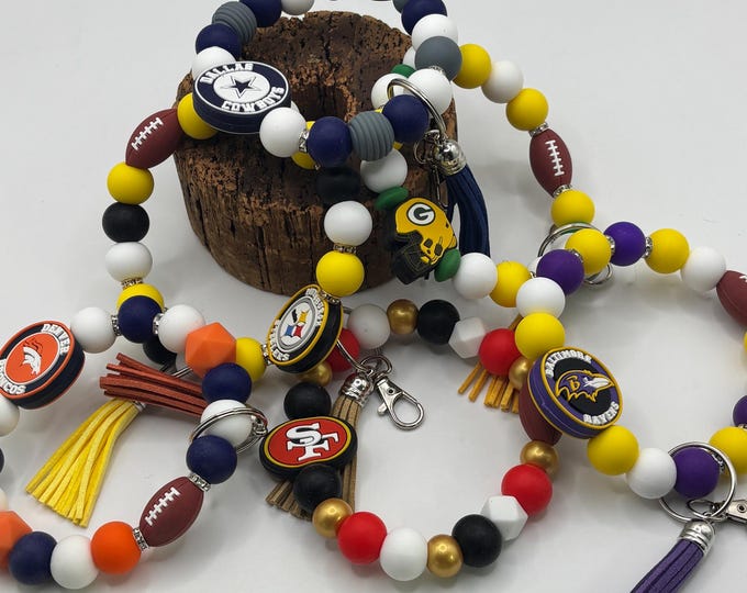 Sports Wristlet | Football Theme Wristlet | Football Keychain  | Many Options Available |