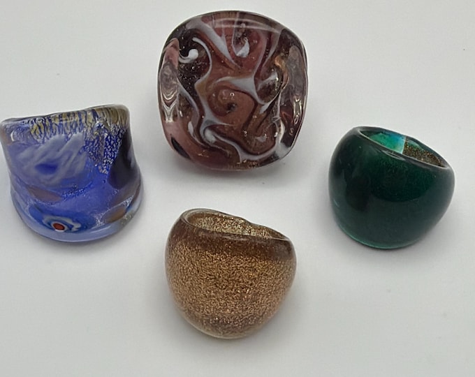 Size 6 1/2 - Assorted Glass Rings  | Murano Glass Inspired Glass Rings