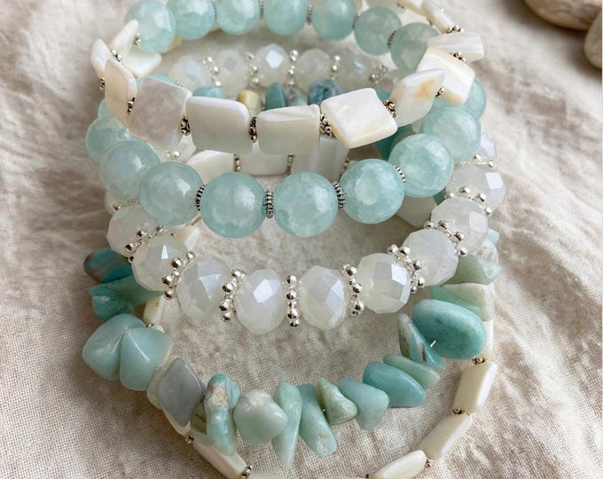 Amazonite Multi-Strand Memory Wire Bracelet | Amazonite Bracelet