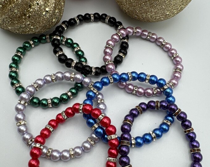 Pearl & Rhinestone Bracelet | Stretch Bracelet