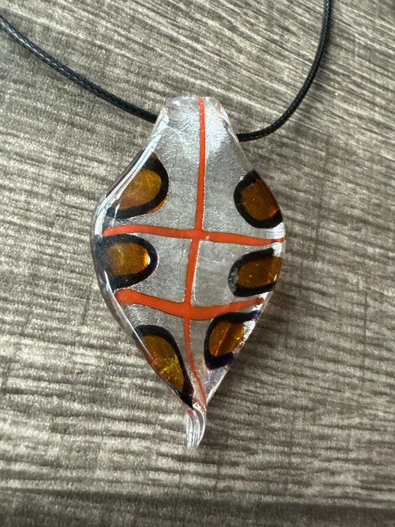 Glass Leaf Pendant Necklace | Lampwork Glass Leaf Pendant Necklace