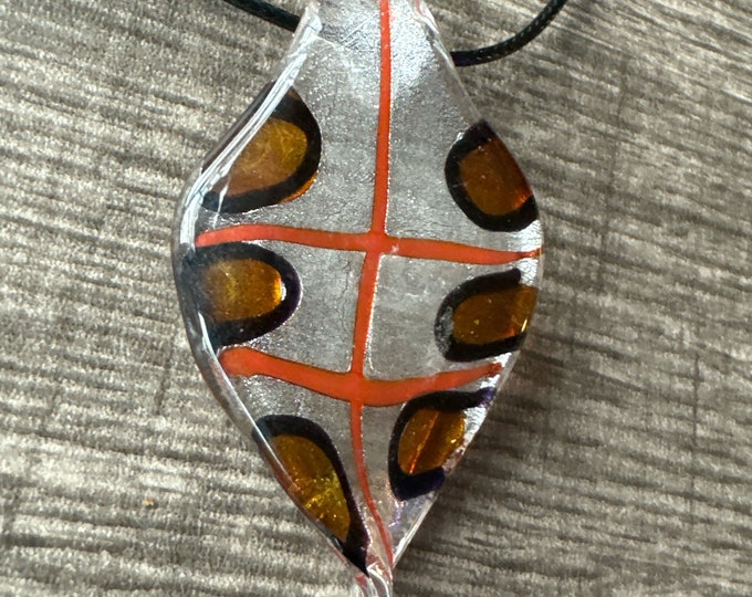 Glass Leaf Pendant Necklace | Lampwork Glass Leaf Pendant Necklace