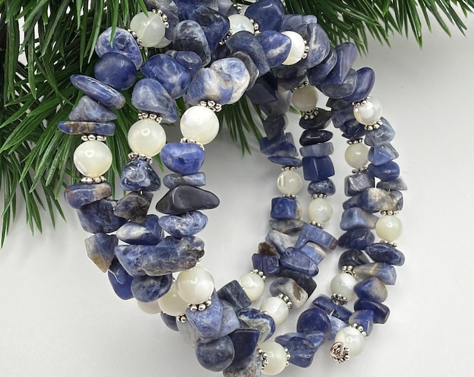 Blue Sodalite Memory Wire Bracelet | Sodalite Bracelet