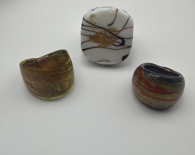 Size 8 - Assorted Glass Rings - Millefiori Glass Rings | Murano Glass Inspired Glass Rings